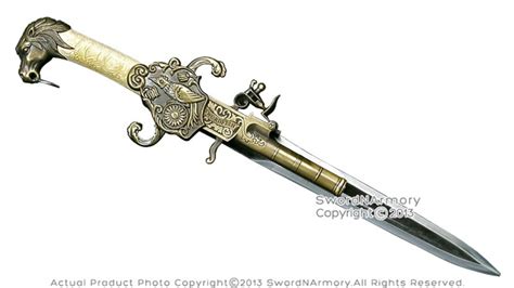 Ornate Fantasy Pistol Gun Shape Sword Flintlock Dagger Gunblade