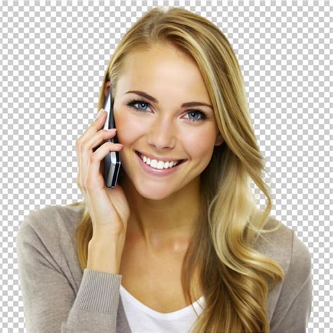 Premium Psd Beautiful Young Woman Talking On Mobile Phone