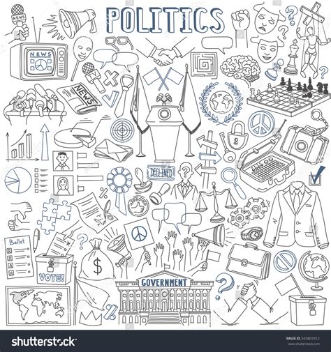 Politics Vector Drawings Collection Isolated On Stock Vector 543807412