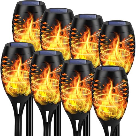 Solar Lights Outdoor 8 Pack Solar Torch Lights With Flickering Flame