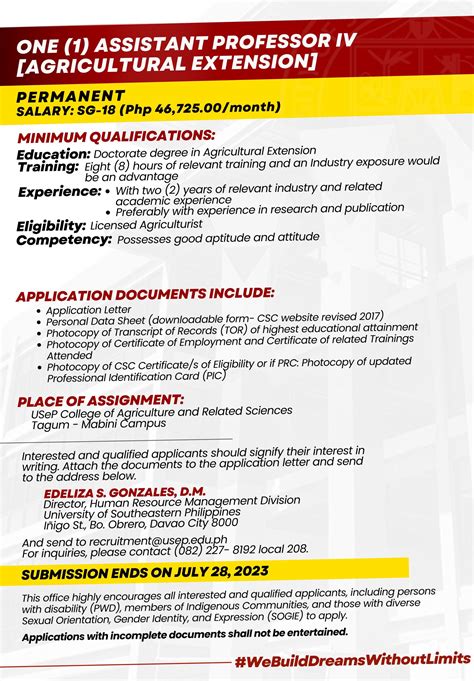 Usep Job Hiring Usep Is In Need Of Two Teaching Personnel For