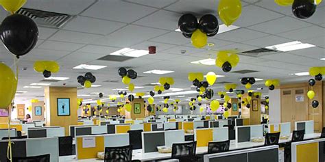 Yellow Black Themed Office Decor Balloon Decoration In Hyderabad