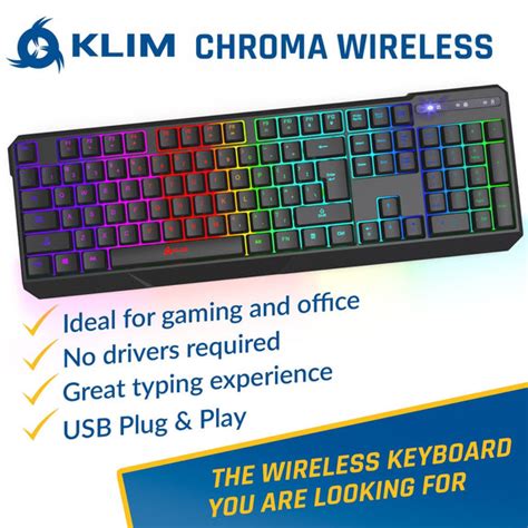 Klim Chroma Wireless Membrane Keyboard Silent And Illuminated Klim Technologies