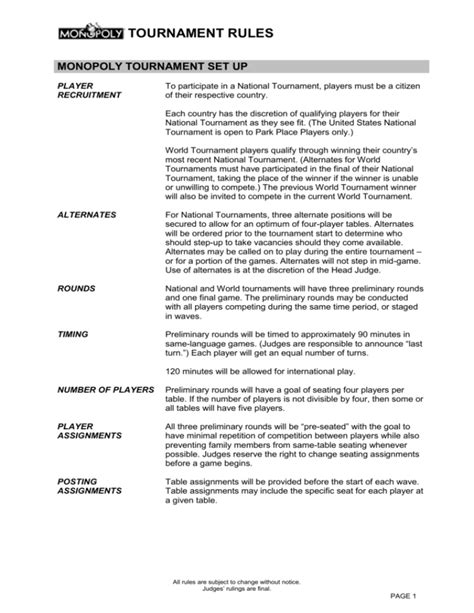 MONOPOLY TOURNAMENT RULES final 9