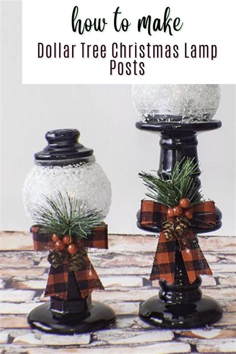 Two Snow Globes Decorated With Pine Cones And Plaid Bows Are Sitting On