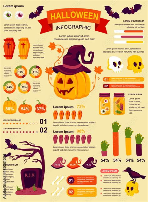 Halloween Party Banner With Infographic Elements Poster Template With