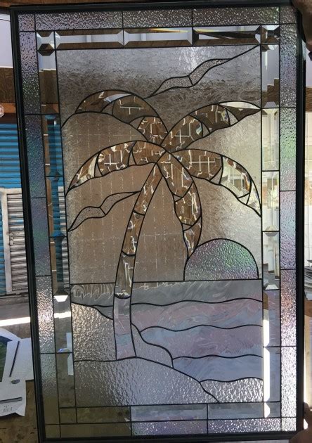 So Beautiful Beveled Glass Palm Tree On Beach Stained Glass Window We Do Custom Work Also