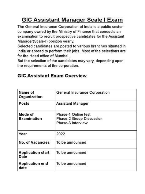 Gic Assistant Manager Scale I Exam Pdf Test Assessment Academic Degree