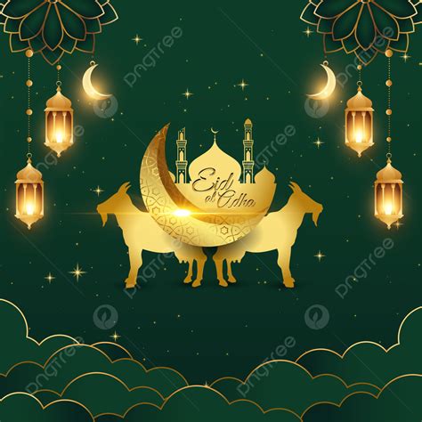 Happy Festival Beautiful Eid Al Adha Mubarak Islamic Golden Green