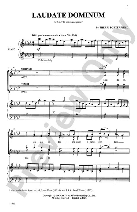 Laudate Dominum Satb Choral Octavo Sherri Porterfield Digital Sheet Music Download