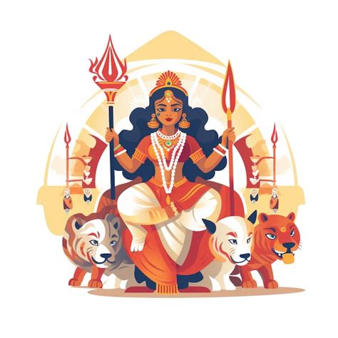 Premium Vector Durga Puja Drawing Cartoon Vector