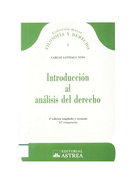 Introduccion Al Analisis Del Derecho Carlos Santiago Nino Pdf