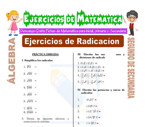 Ejercicios de Radicación para Segundo de Secundaria Matemática