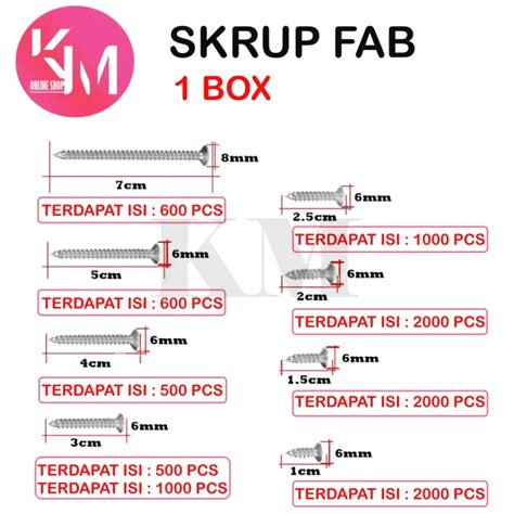 Sekrup Cm Skrup Fab Tapping Cm X Isi Pcs Lazada