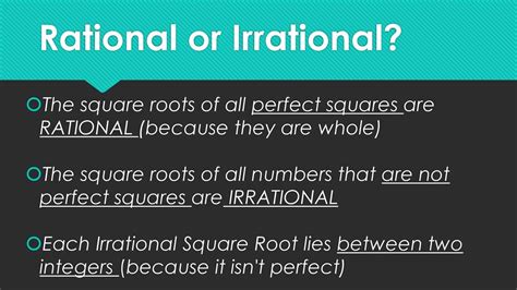 Rational And Irrational Square Roots Ppt Download