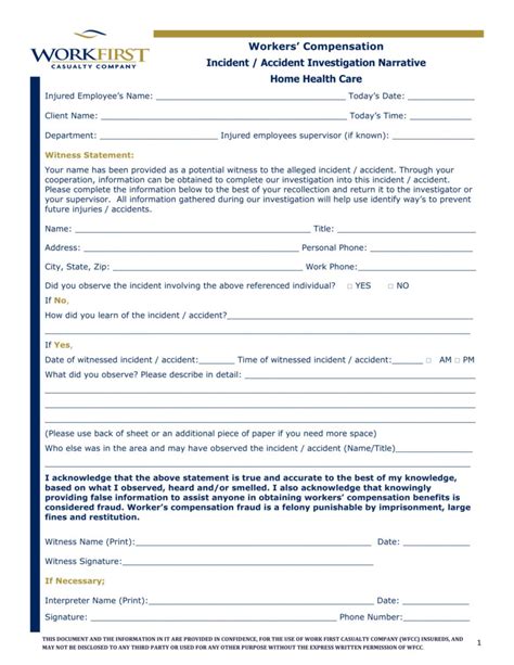 Free Employee Witness Statement Forms In Ms Word Pdf Reportform Net