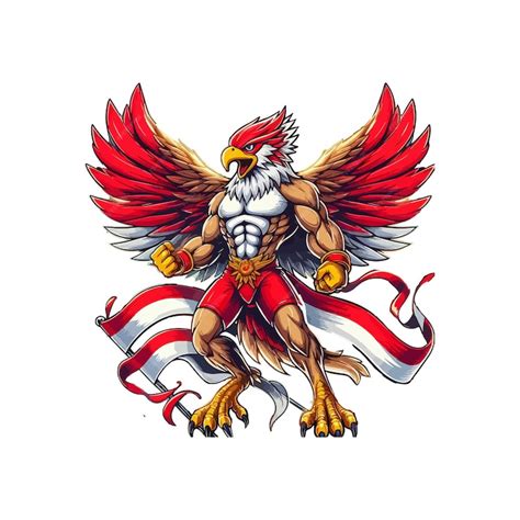 Indonesian Independence Garuda Mascot Premium Ai Generated Vector