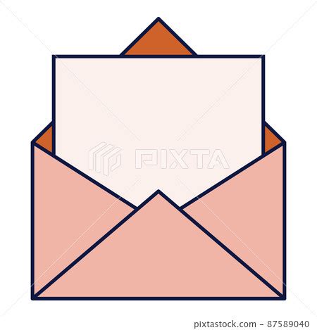 Opened Letter Envelope And Blank Paper Stock Illustration 87589040