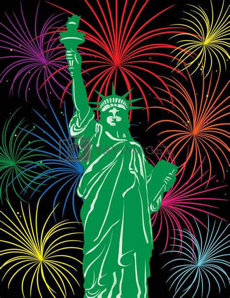 Statue of Liberty with Fireworks Illustration by jpldesigns Vectors & Illustrations Free ...