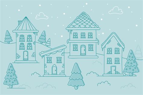 Free Vector Christmas Town Concept In Hand Drawn