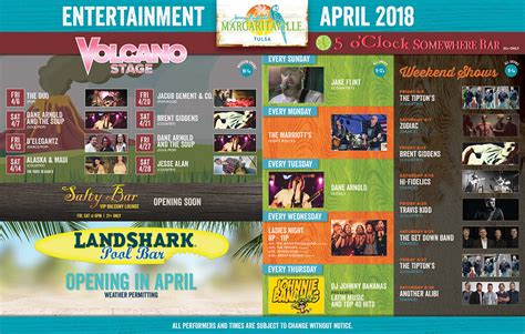 Calendar | Tulsa, OK | Jimmy Buffett's Margaritaville