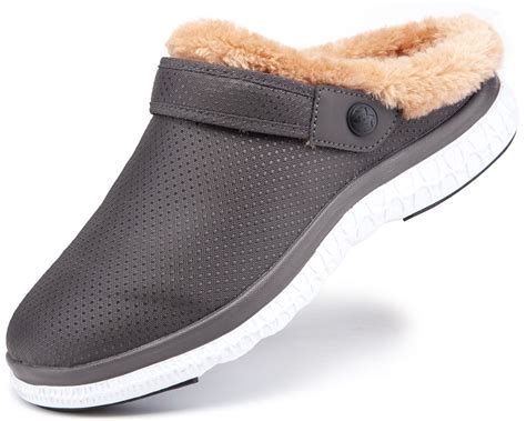 Mens Womens Winter House Slippers Arch Support Lined Clogs Warm Garden