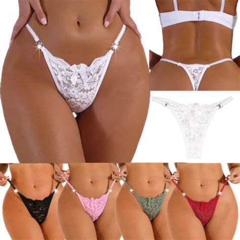 Damen Sexy Spitze Lingerie G String Tanga Slip Unterw Sche Schleife