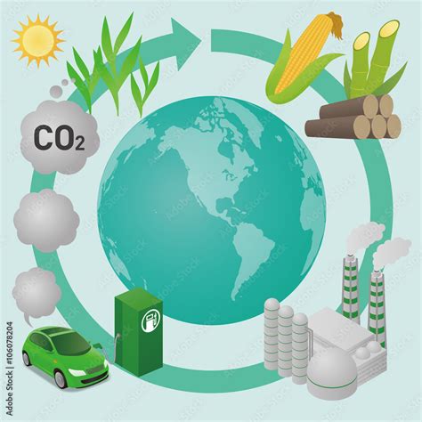 Biofuel Biomass Ethanol Life Cycle And The Earth Diagram Illustration