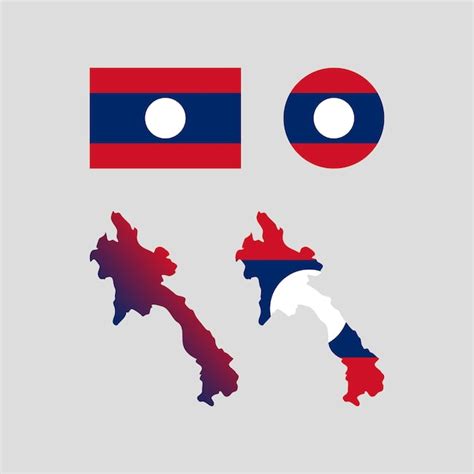 Premium Vector Laos National Flag And Map Vectors Set