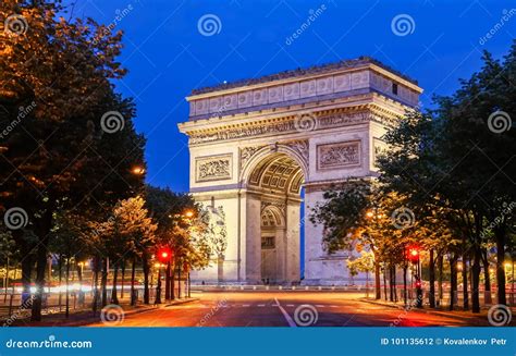 The Triumphal Arch In Evening Paris France Stock Photo Image Of