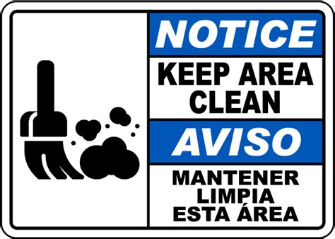 Bilingual Notice Keep Area Clean Sign Get 10 Off Now