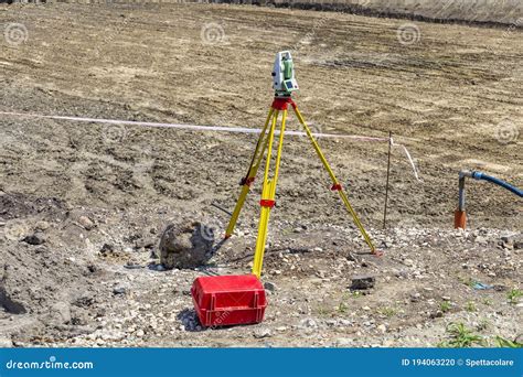 Total Station Standing On A Tripod Stock Photo Image Of Geodetic