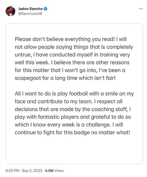 Jadon Sancho Deletes Social Media Post Claiming He Was Made A Scapegoat