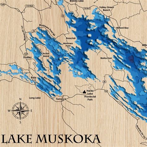 Digital File PDF SVG Lake Muskoka On Map Bathymetric Depth Etsy