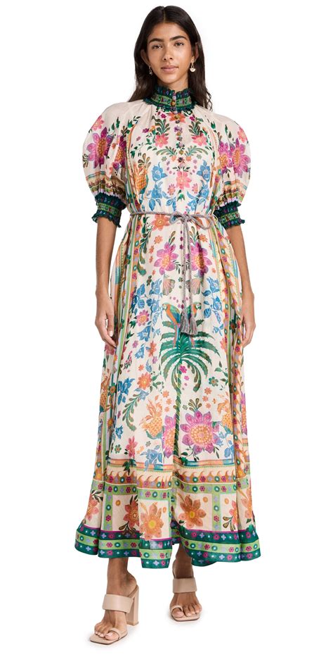 Zimmermann Womens Cream Multi Ginger Floral Print Ramie Maxi Dress In