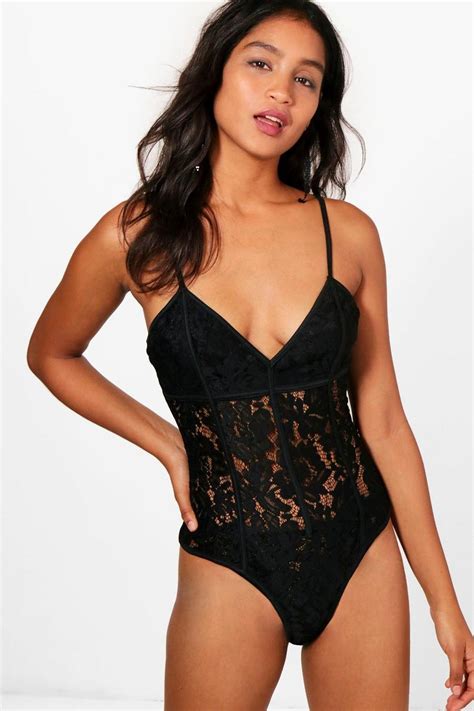 Sophia Lace Panelled Corset Bodysuit Boohoo Uk