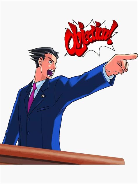 "Phoenix Wright Objection" Sticker for Sale by MEai | Phoenix wright ...