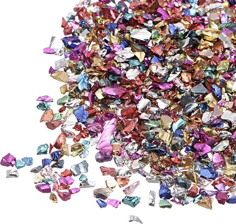 Uxcell 20g Crushed Glass Chips 2 4mm Irregular Metallic Chunky Glitter Glass For