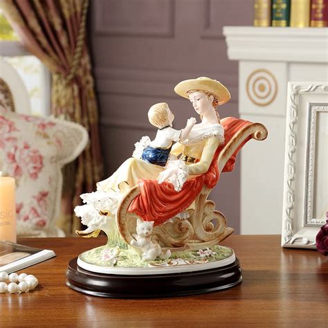 High grade handmade ceramic mother and son figurine exquisite ceramic ...