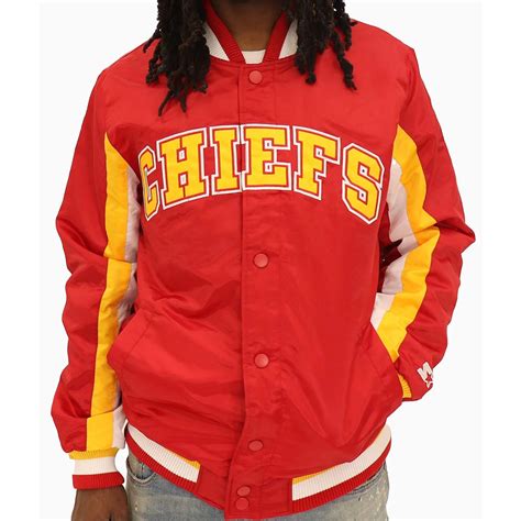 Full Snap Kansas City Chiefs Varsity Red Satin Jacket Jackets Masters