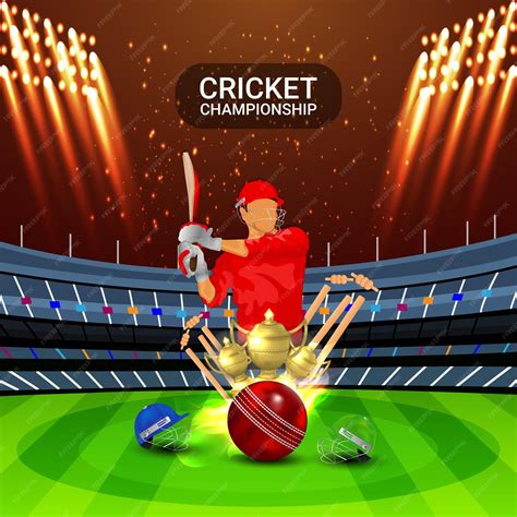 Premium Vector Cricket Championship Tournament Banner With Cricketer