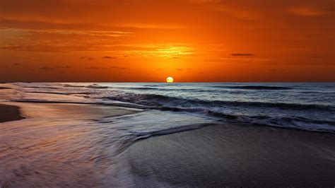 Wallpaper Sunlight Sunset Sea Shore Sand Beach Sunrise Evening