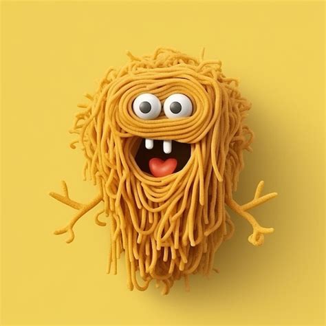 Un Monstre Spaghetti De Dessin Animé Avec De Grands Yeux Et Une Grande