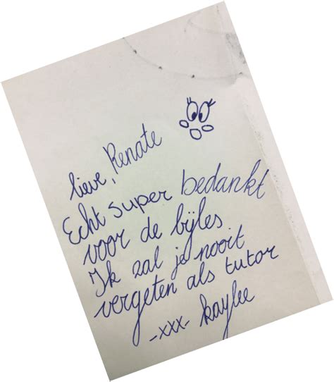 Bedankbriefje Tutorleren In Het Vo