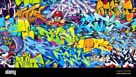 Seamless Abstract Colorful Urban Style Graffiti Street Art Pattern