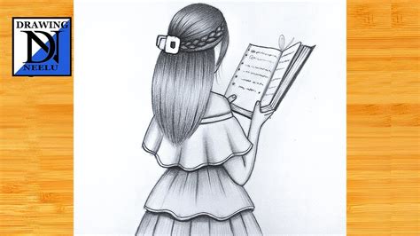 How To Draw A Girl Lying Down And Reading A Book Pencil Sketch For