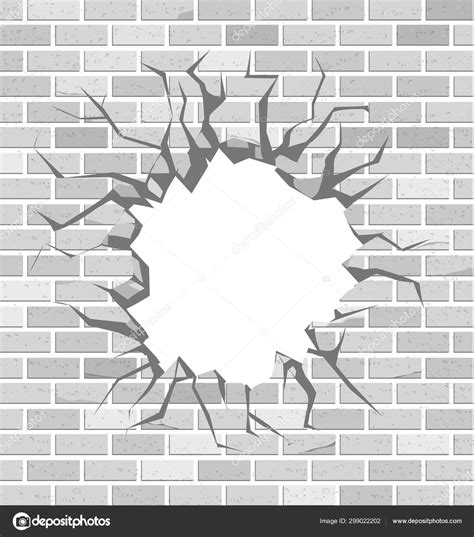 Hole Brick Wall Gray Bricks Vector Design Stock Vector Image By