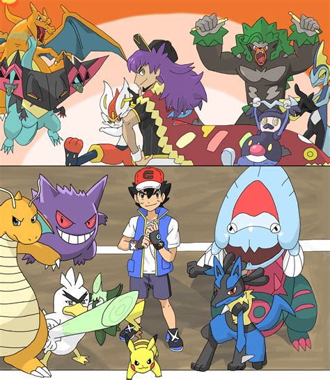 My draw Ash vs Leon : r/pokemon