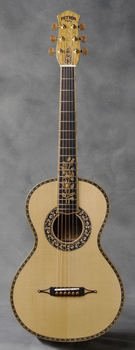 Handmade Baroque Yellow Rose Parlor Guitar By Petros Guitars