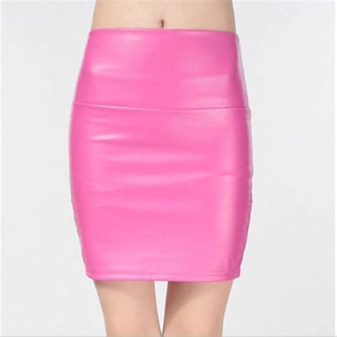 Mini Jupe En Cuir Pu Taille Haute Pour Fresro Rose Red Cdiscount